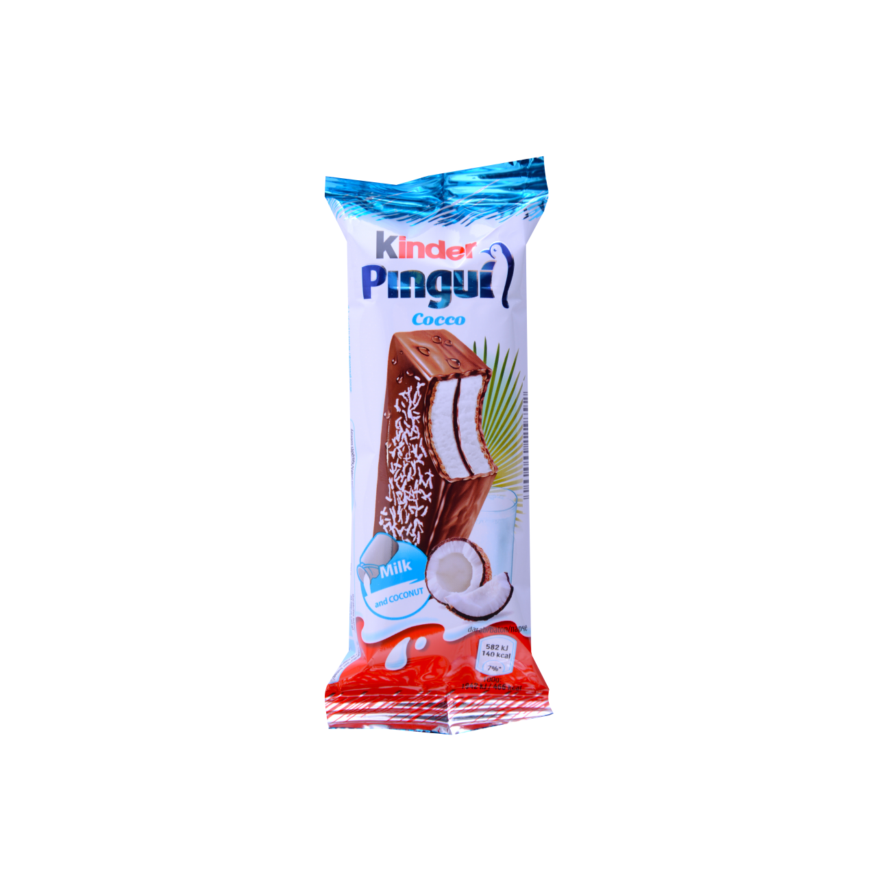 Kinder Pingui Tropical Coco csokoládéval bevont tejes és kókuszos krémmel töltött sütemény 30 g