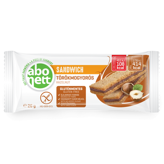 Abonett gluténmentes mogyorós szendvics édesítőszerrel 26 g