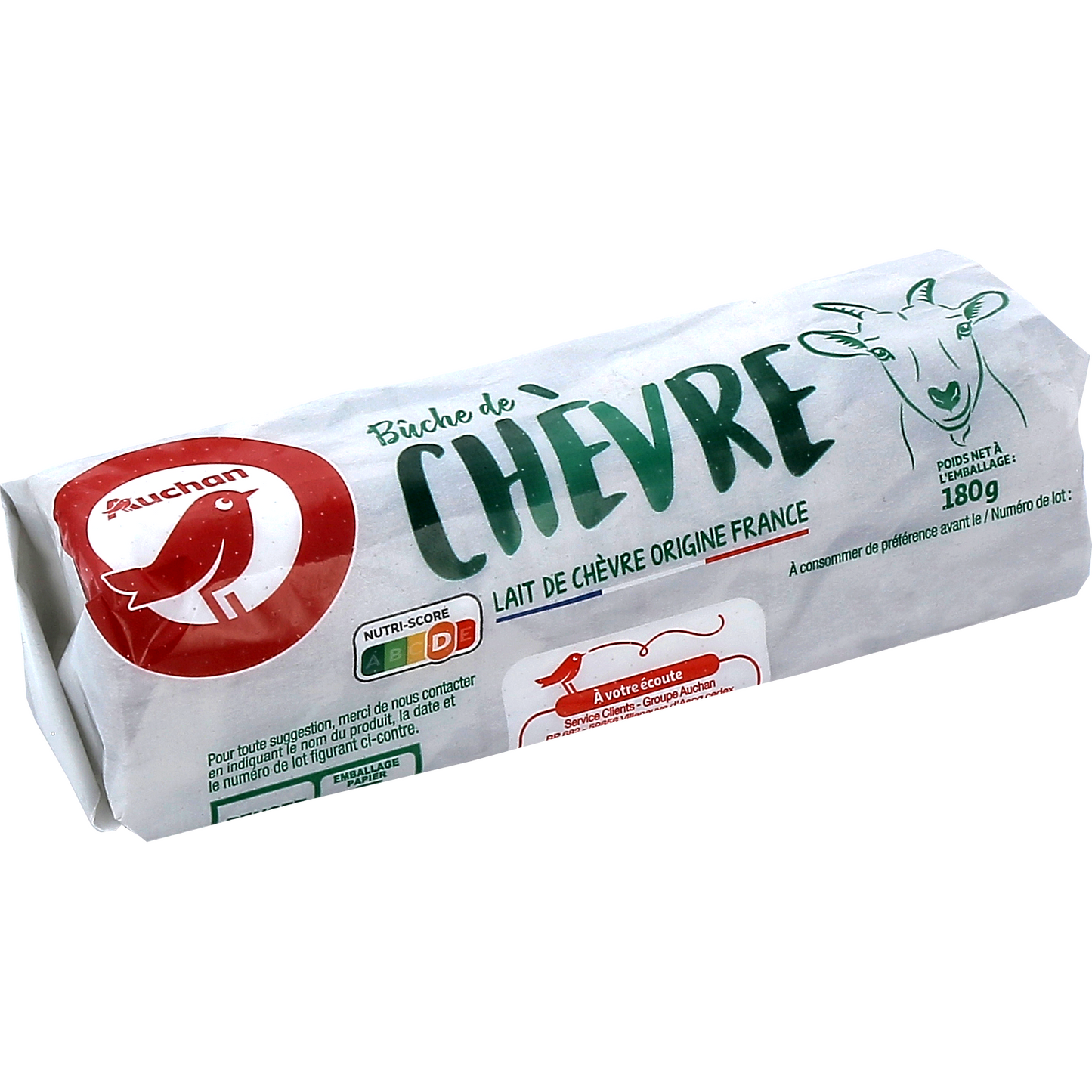 Auchan Kedvenc Buche de Chévre kecsketejből készült sajt 180 g