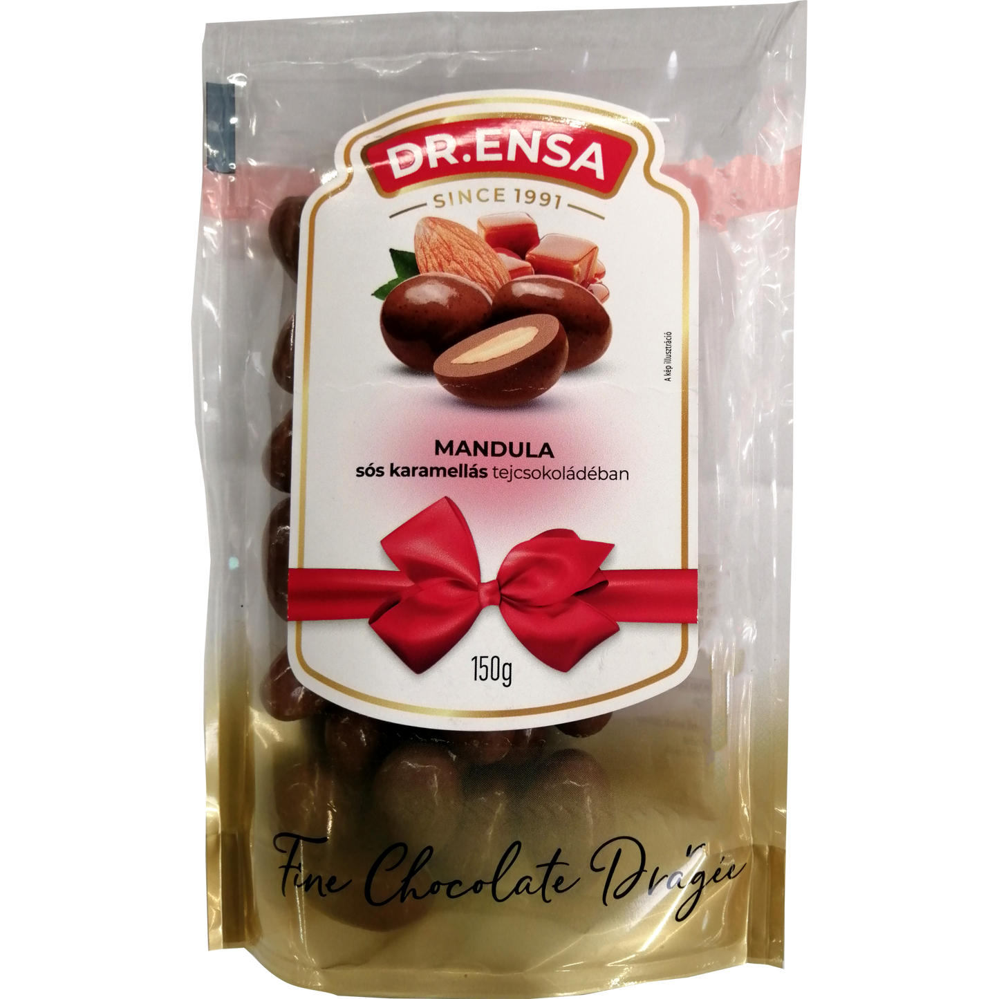 Pörkölt mandula tejcsokoládé- sós karamell bevonattal 150 g