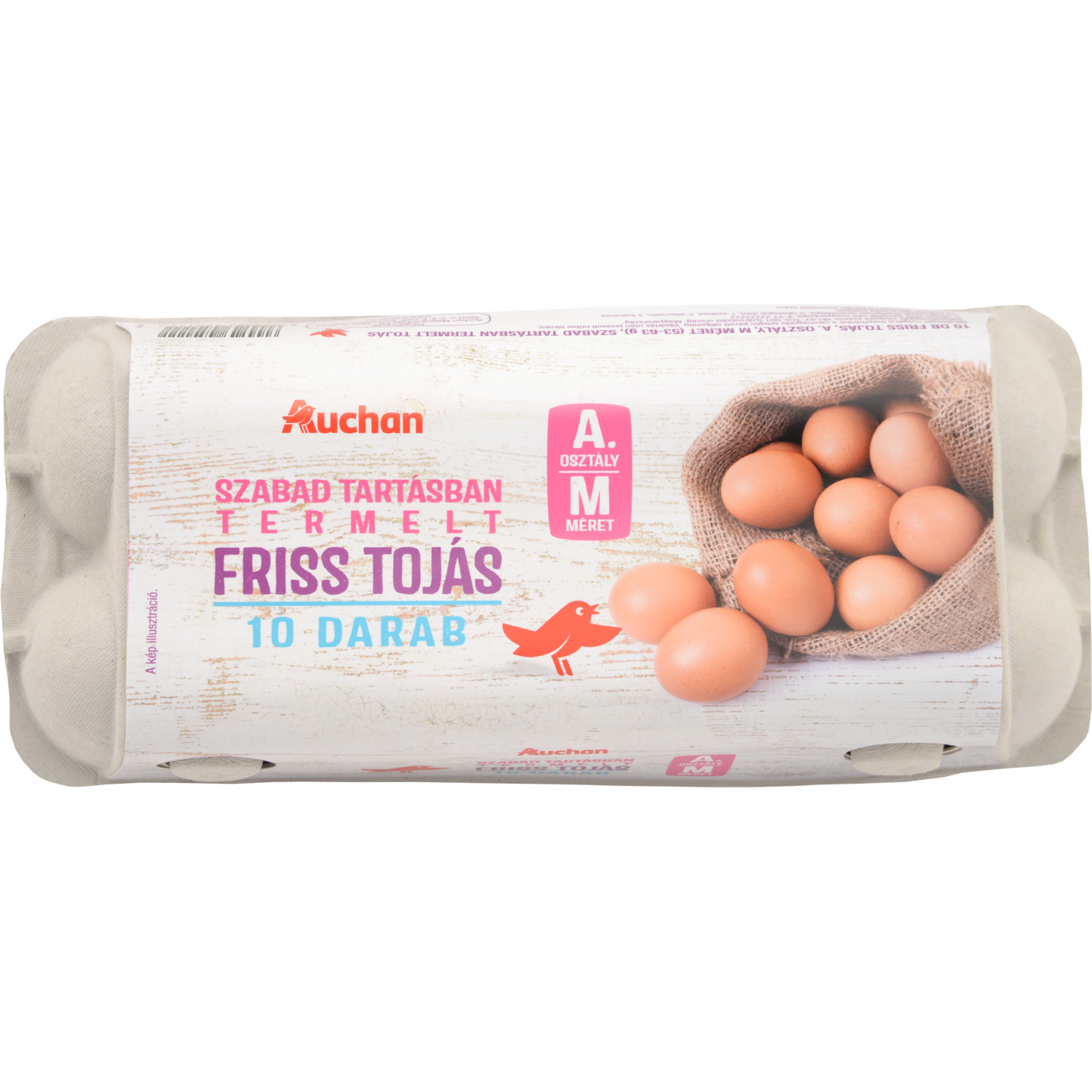 Auchan Kedvenc szabad tartású tojás A osztály M méret 10 db