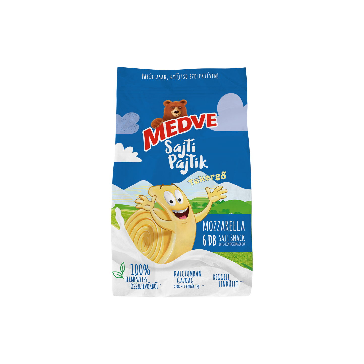 Medve Sajti Pajtik Tekergő mozzarella sajt snack 6 db 100 g