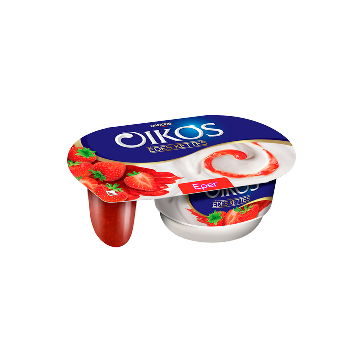 Danone Oikos Édes Kettes élőflórás édesített joghurt eperszósszal 118 g