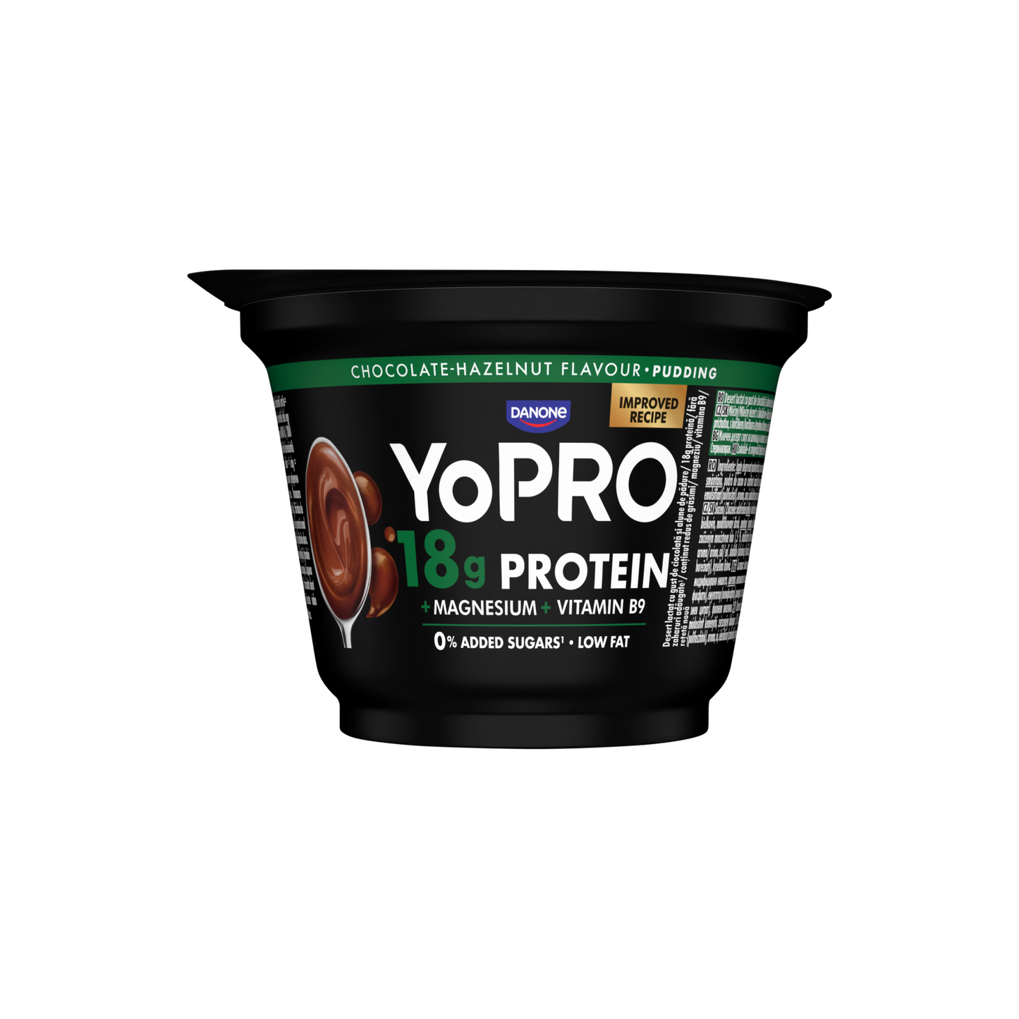 Danone YoPro csokoládé- és mogyoróízű tejdesszert édesítőszerrel, magnéziummal és folsavval 180 g
