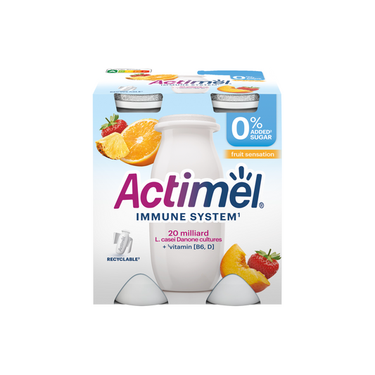 Danone Actimel vegyes gyümölcsízű sovány joghurtalapú ital B6- és D-vitaminnal 4 x 100 g (400 g)