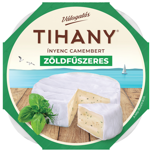 Tihany Válogatás Ínyenc Camembert zöldfűszeres zsírdús, lágy sajt 120 g
