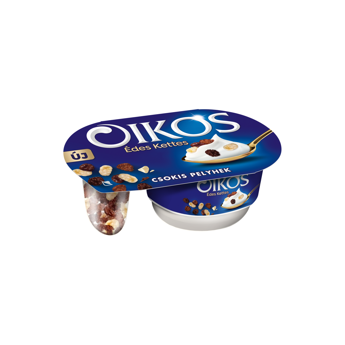Danone Oikos Édes Kettes élőflórás édesített joghurt csokoládéval bevont kukoricapelyhekkel 102 g