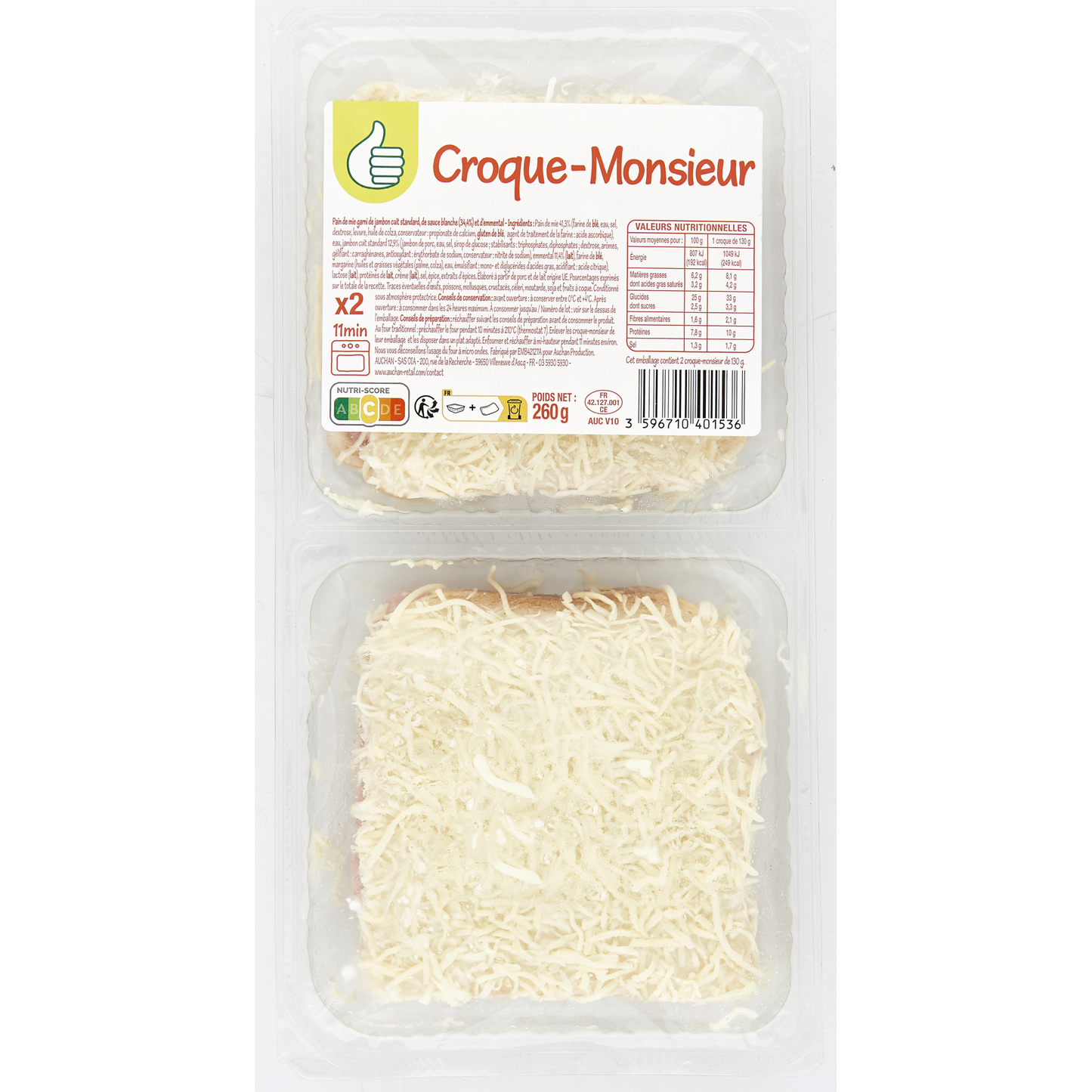 Auchan Tipp Croque monsieur 260g