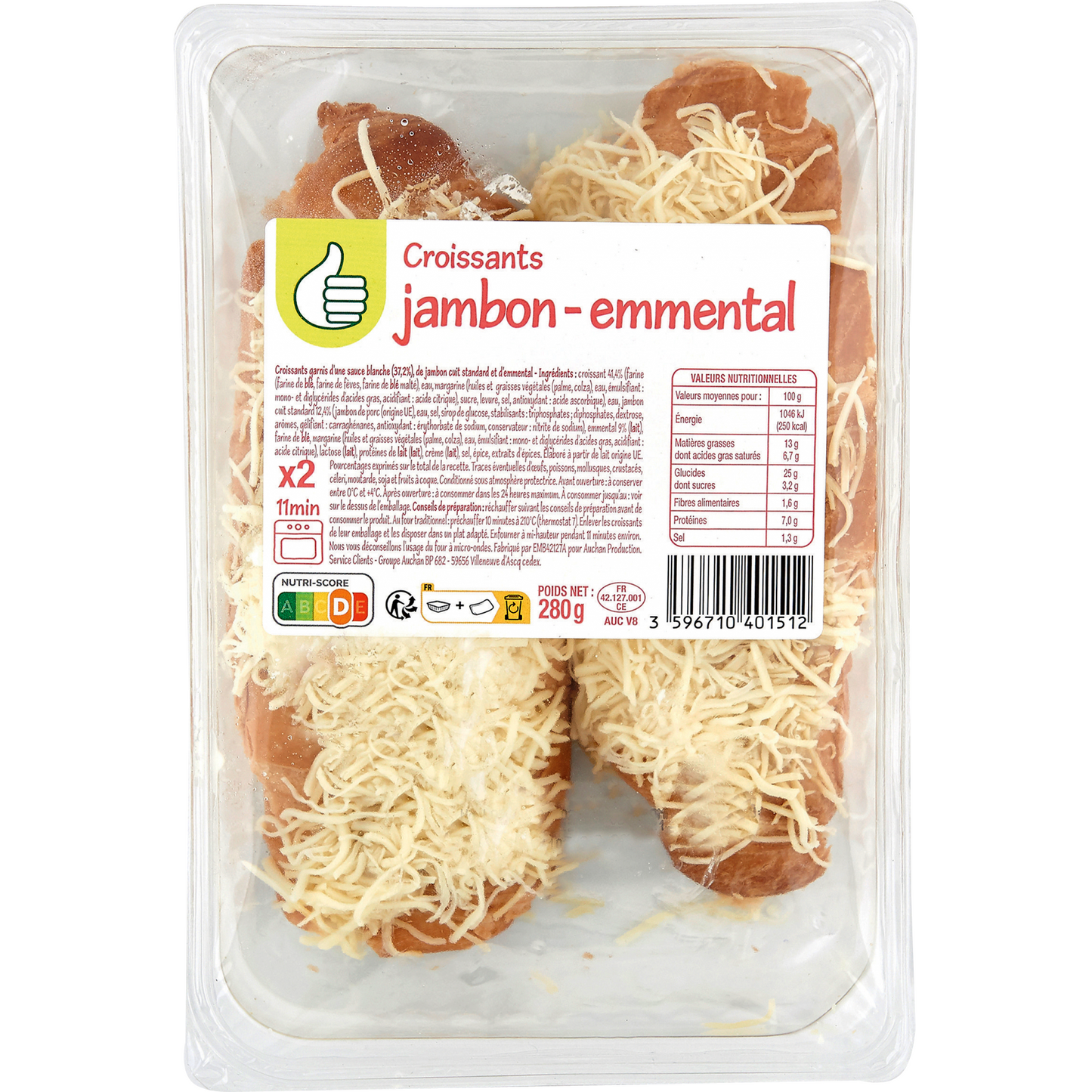 Auchan Tipp sonkáscroissant 280g