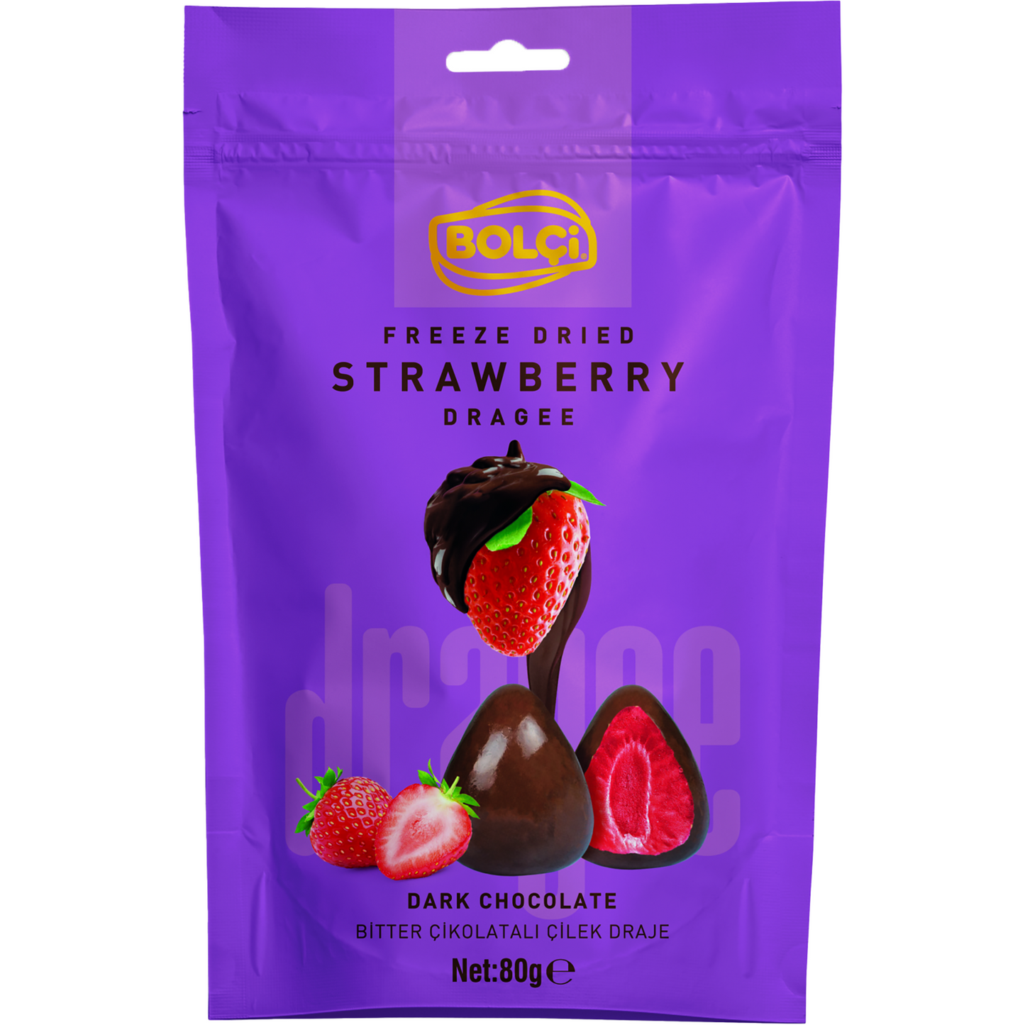 Bolçi étcsokoládéval bevont liofilizált eper 80 g