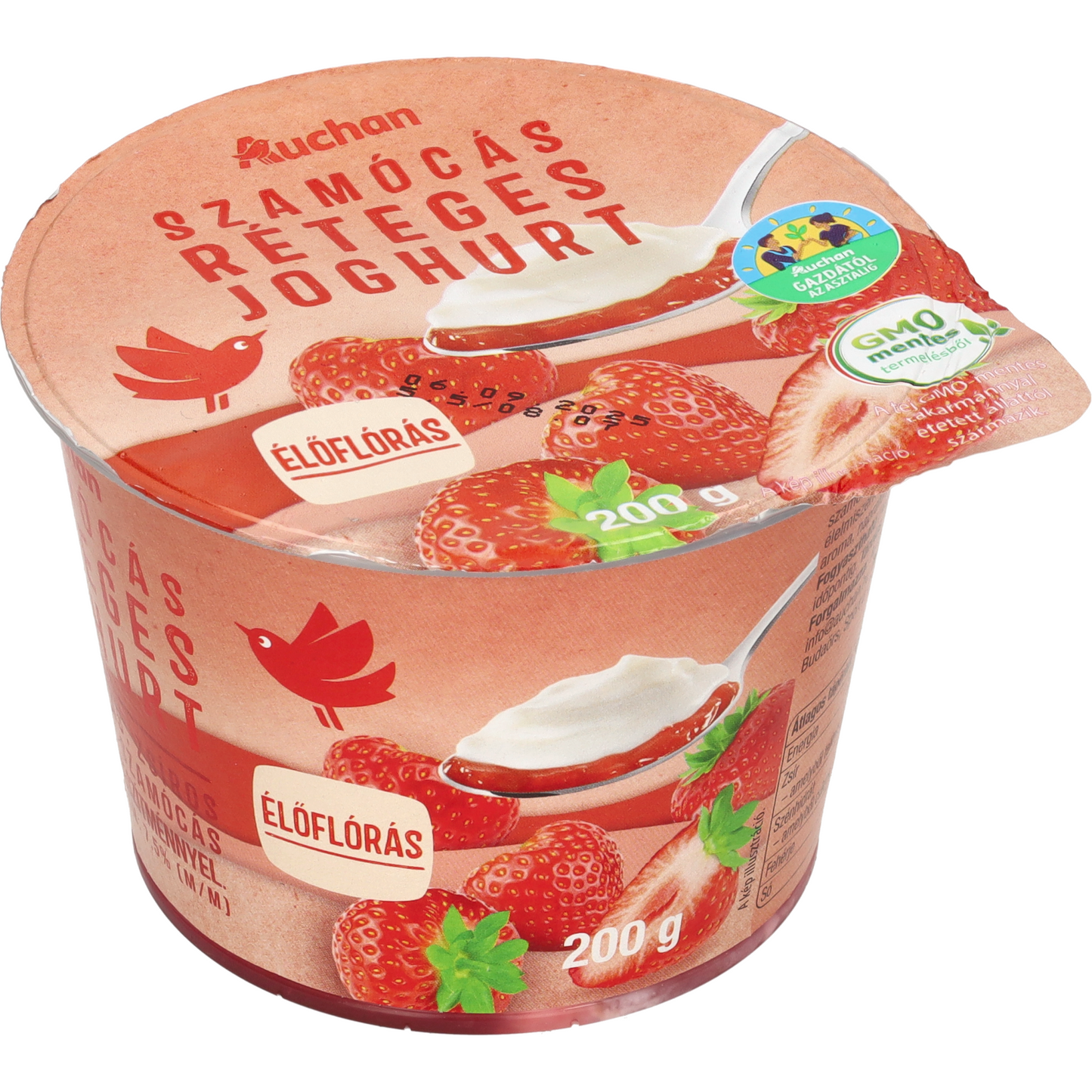 Auchan Kedvenc Gazdától az asztalig szamóca réteges joghurt 200 g