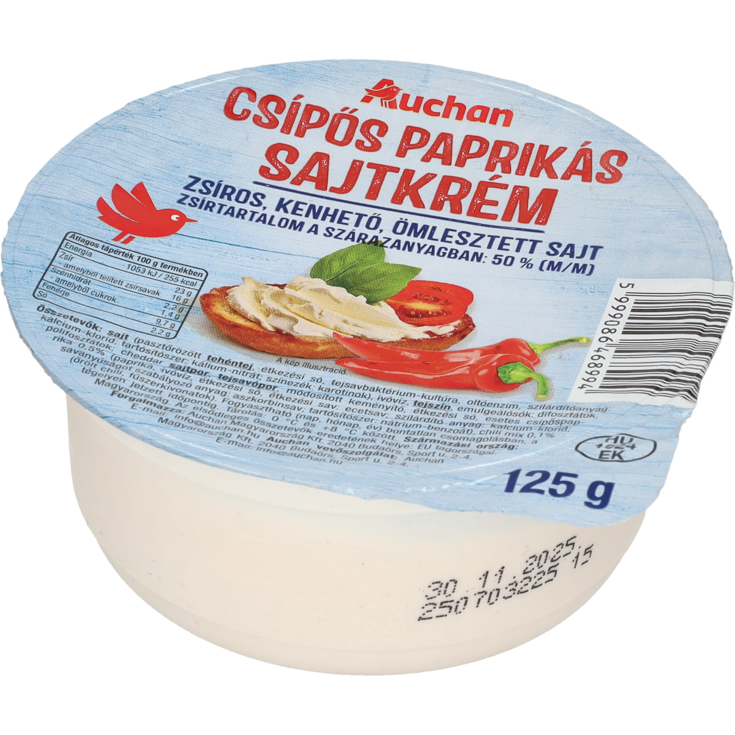 Auchan Kedvenc sajtkrém csípős paprikás 125 g