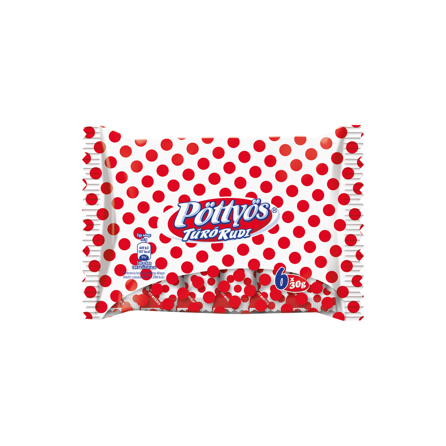 Pöttyös Túró Rudi natúr túródesszert kakaós étbevonattal 6 x 30 g (180 g)