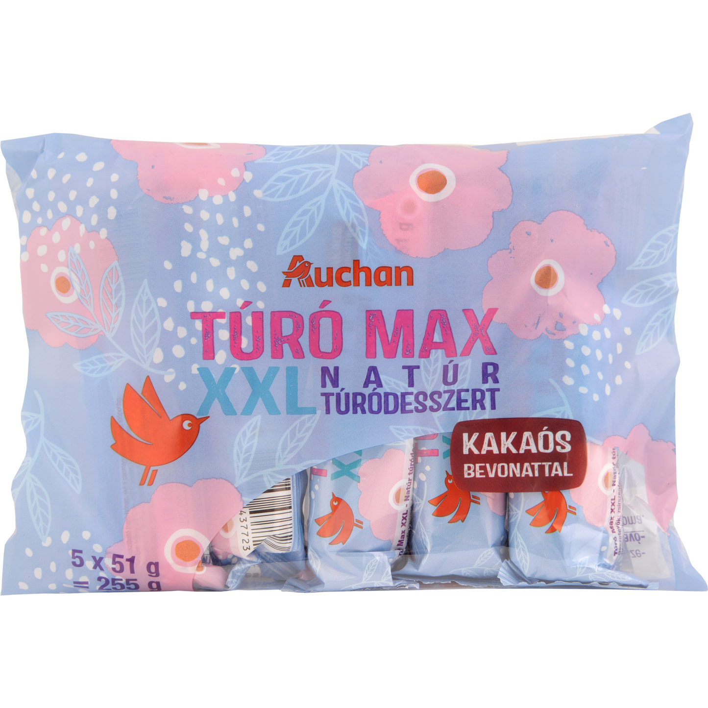 Auchan Kedvenc Túró Max túródesszert kakaós bevonattal 5 x 51 g