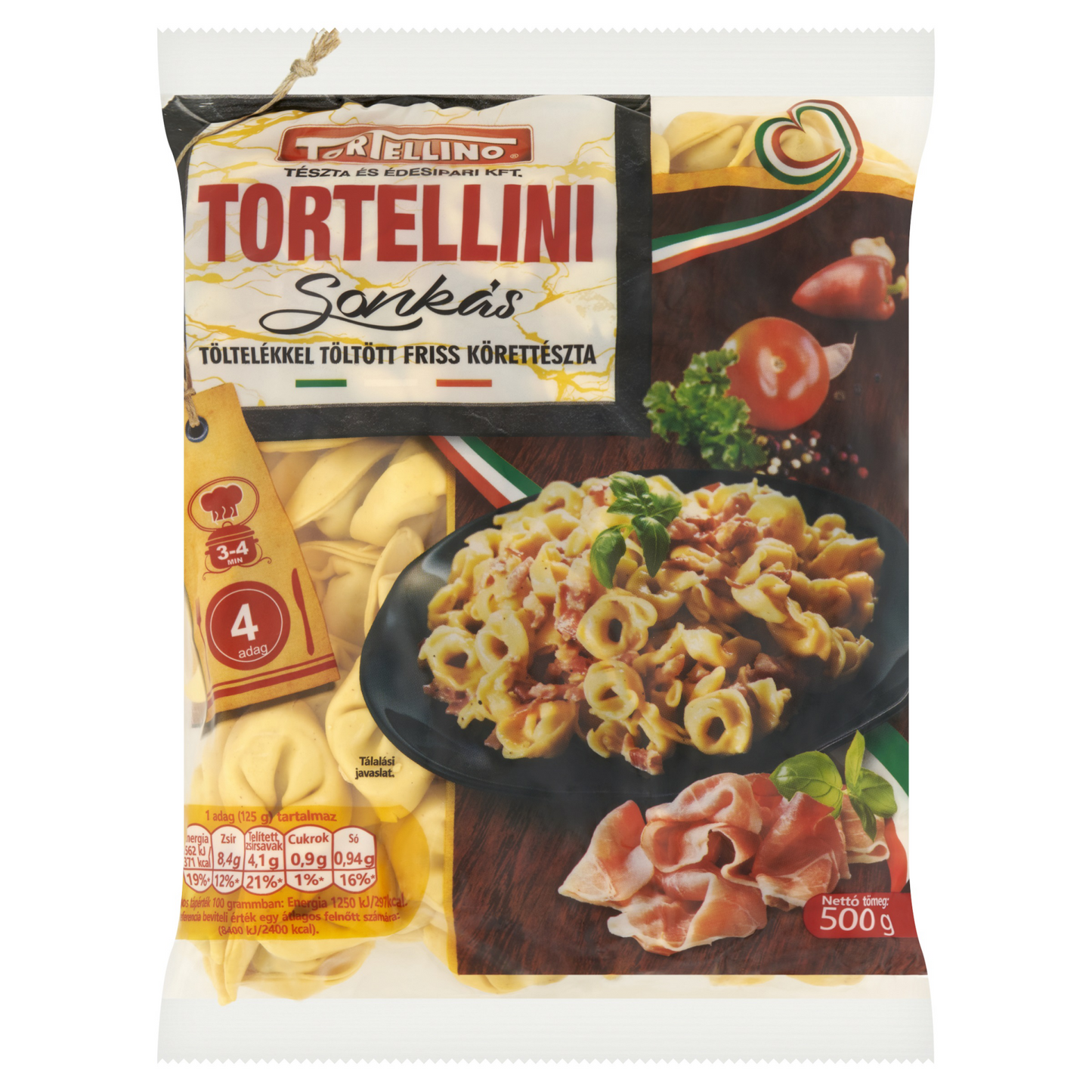 Tortellino Tortellini sonkás töltelékkel töltött friss körettészta 500 g