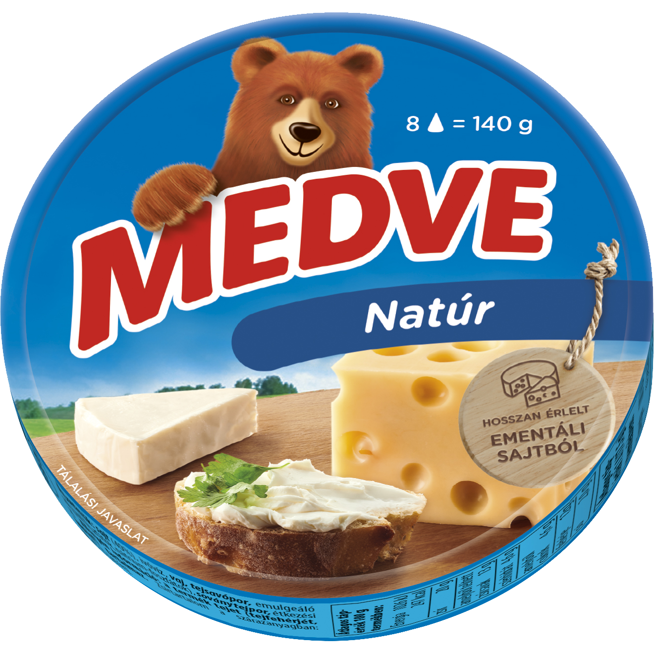 Medve natúr kenhető, zsíros ömlesztett sajt 8 x 17,5 g (140 g)