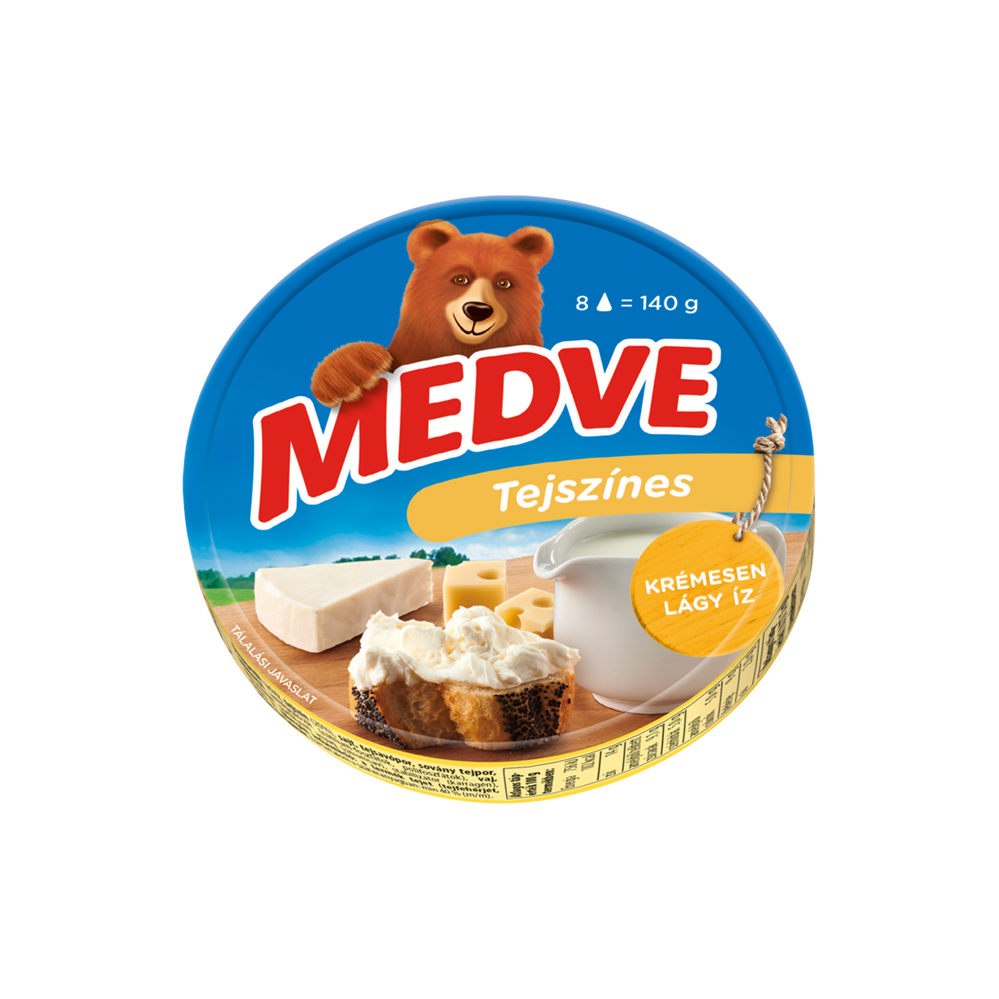 Medve tejszínes kenhető, félzsíros ömlesztett sajt 8 x 17,5 g (140 g)