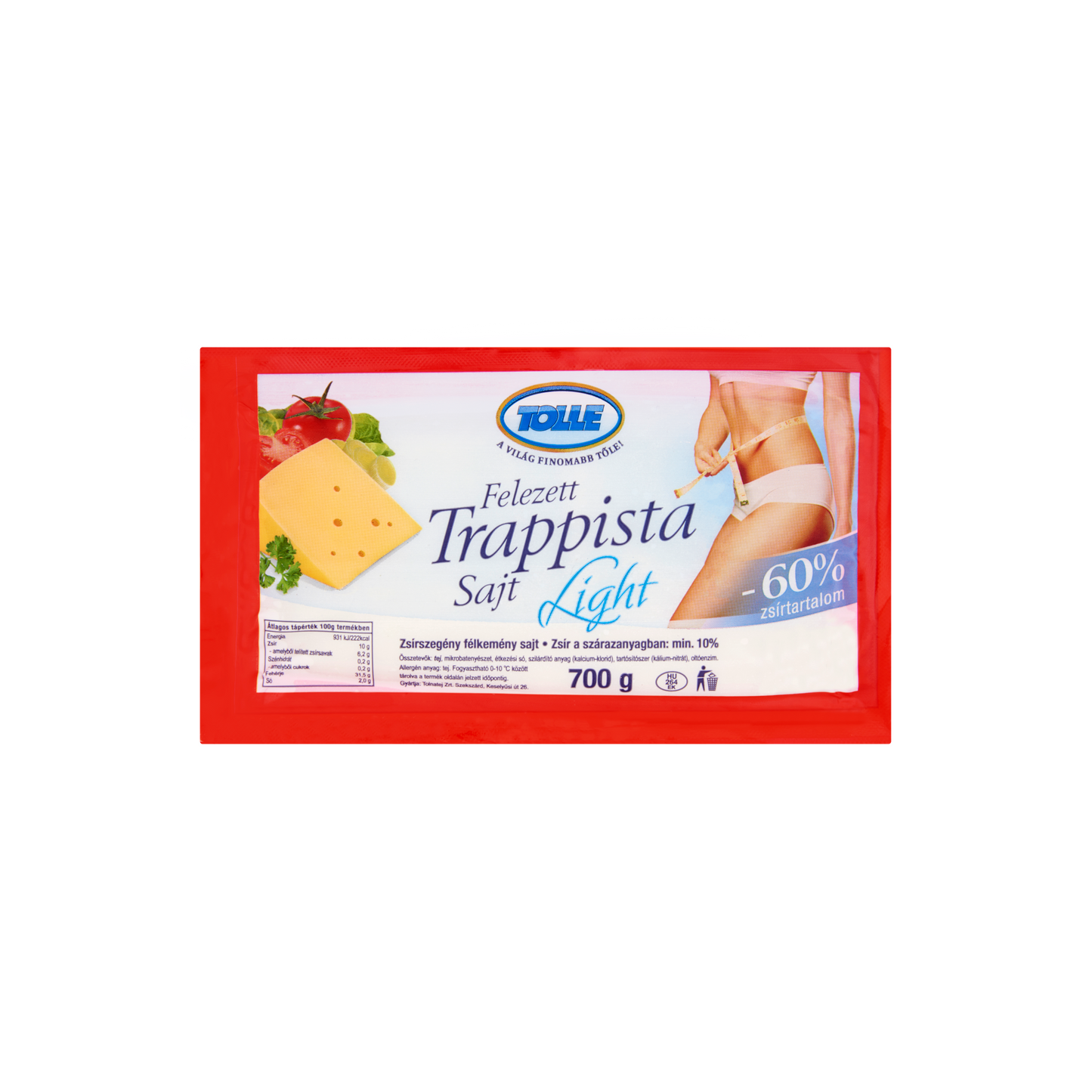 Tolle Light zsírszegény félkemény felezett trappista sajt 700 g