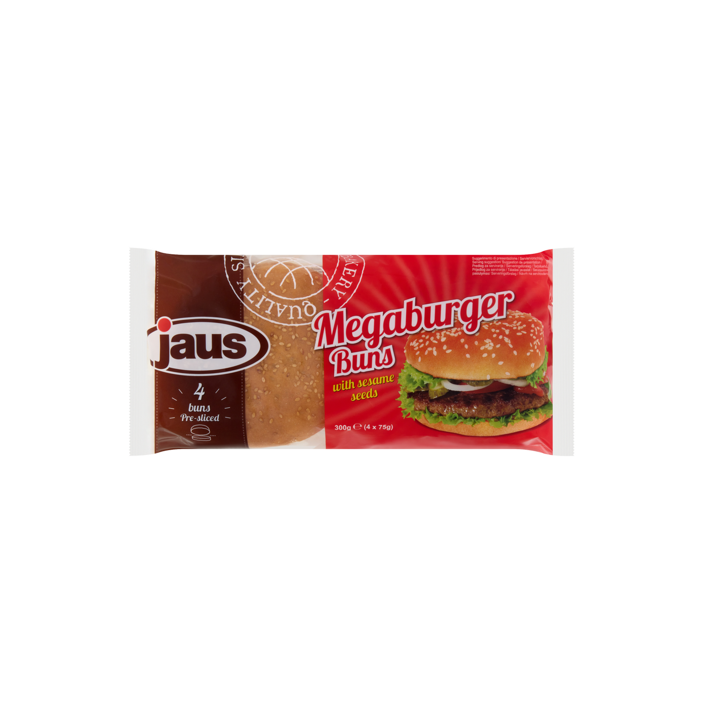 Jaus szezámmagos hamburger zsemle 4 x 75 g (300 g)
