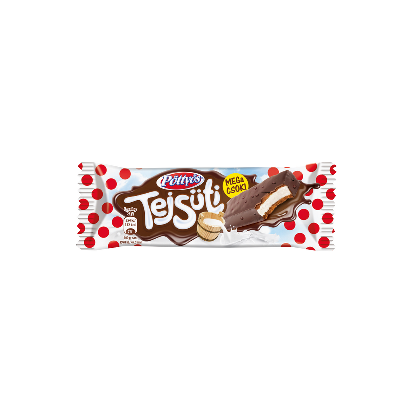 Pöttyös Tejsüti tejes krémmel töltött kakaós piskóta csokoládé bevonattal 28 g