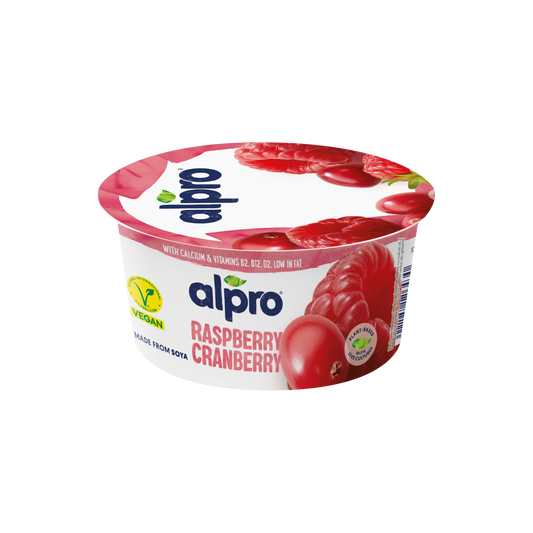 Alpro fermentált szójakészítmény, vörösáfonyás-málnás, hozzáadott kalciummal és vitaminokkal 150 g