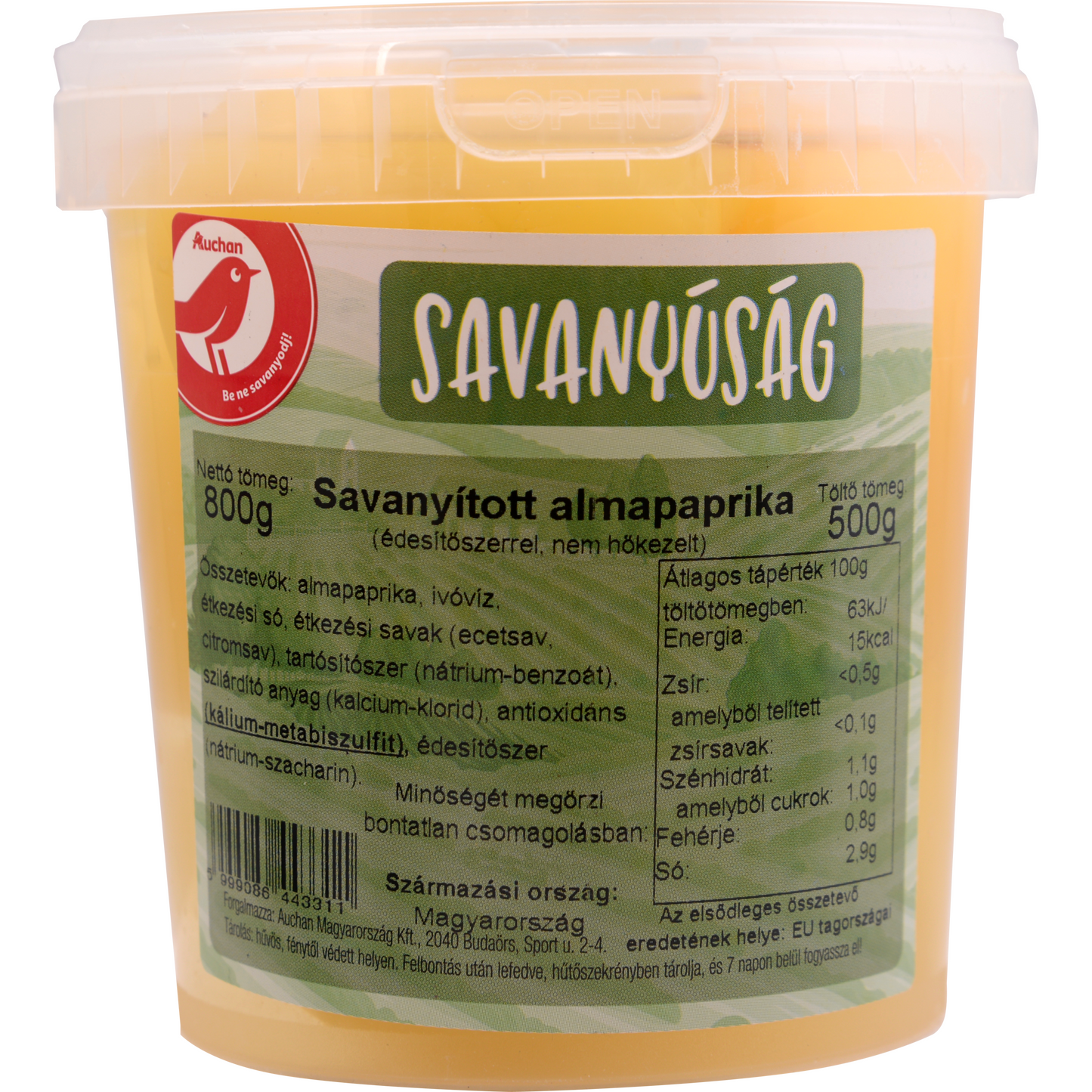 Auchan Nívó Savanyított almapaprika vödrös 500 g