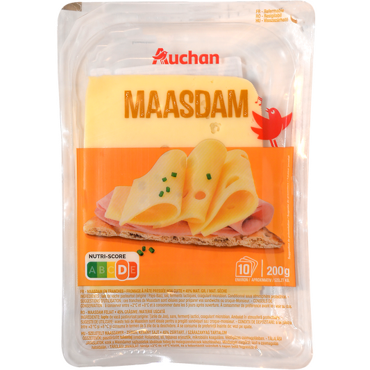 Auchan Kedvenc Maasdam sajt szeletelt 200 g
