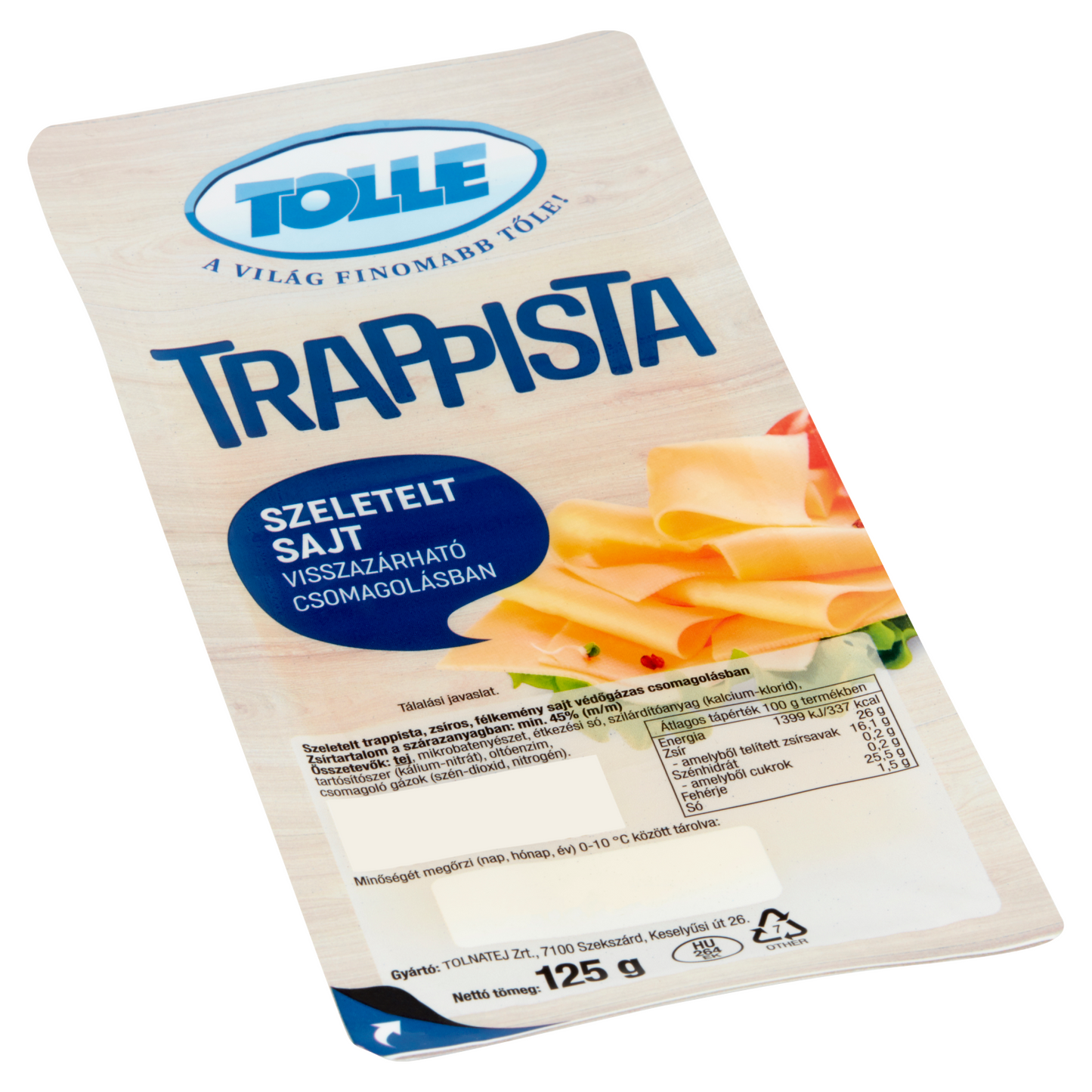 Tolle szeletelt trappista sajt 125 g