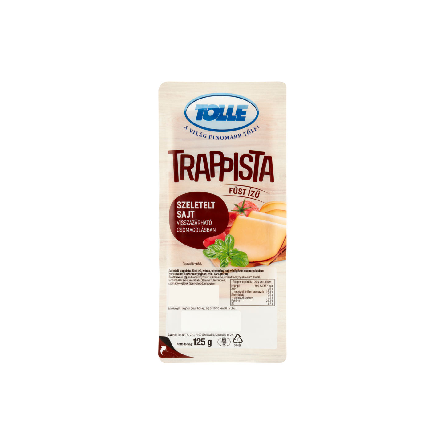Tolle füst ízű szeletelt trappista sajt 125 g