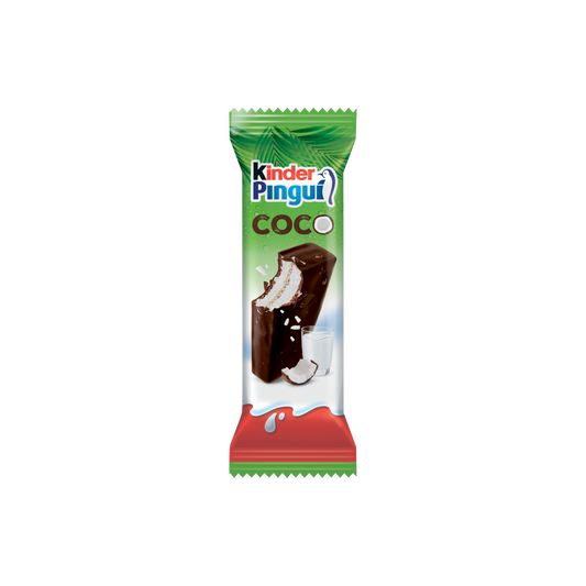 Kinder Pingui Tropical Coco csokoládéval bevont tejes és kókuszos krémmel töltött sütemény 30 g