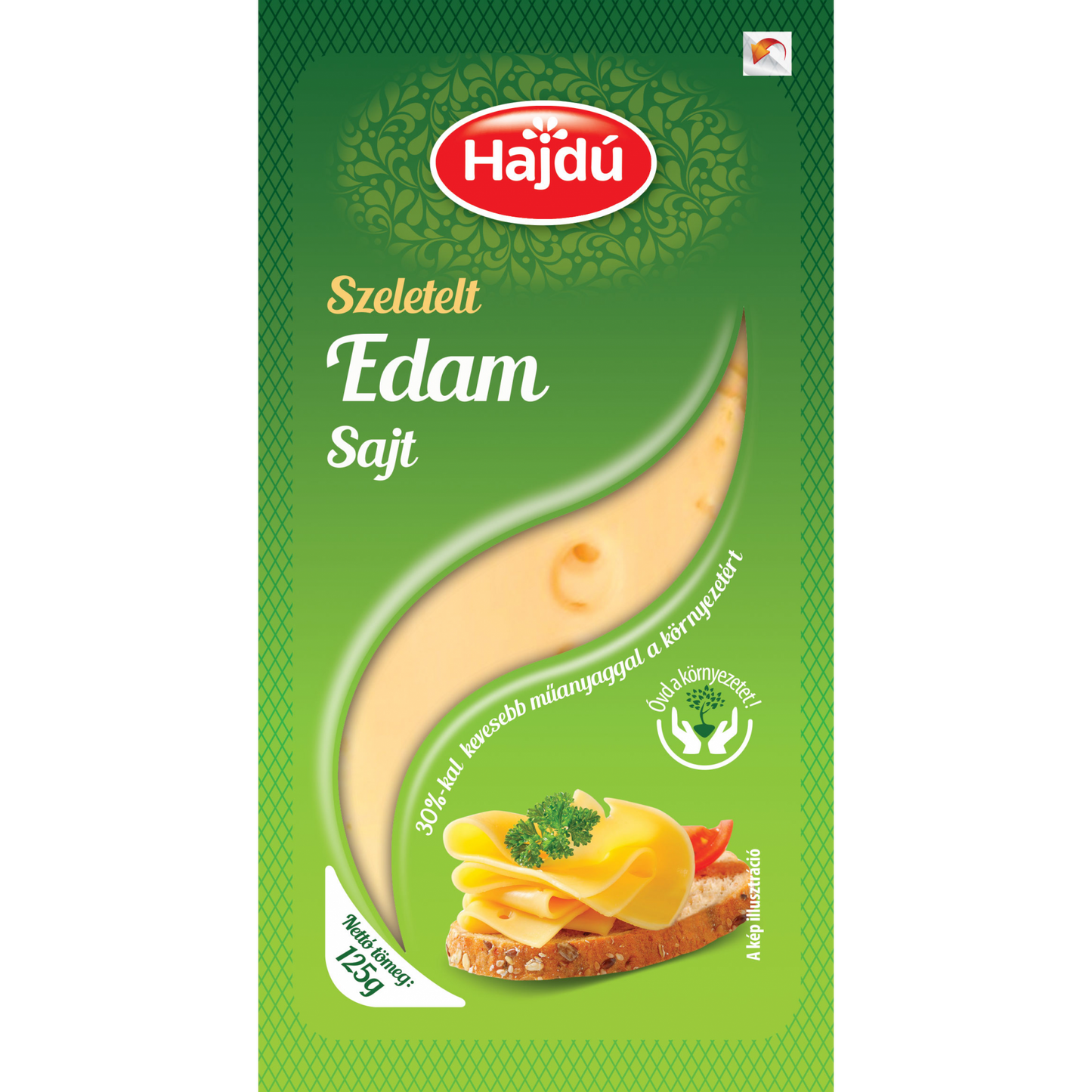 Hajdú szeletelt edam sajt 125 g