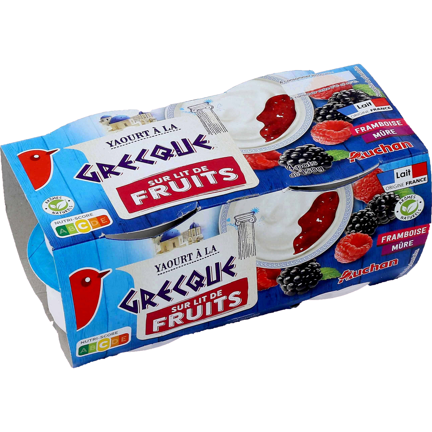 Auchan Kedvenc Görög joghurt szeder-,  málna ízesítésű 4 x 150 g