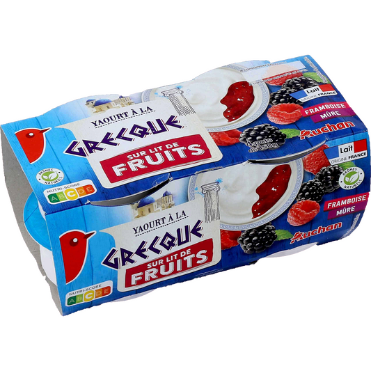 Auchan Kedvenc Görög joghurt szeder-,  málna ízesítésű 4 x 150 g