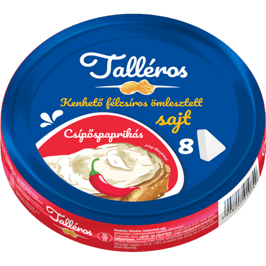 Talléros csípős paprikás kenhető, zsíros, ömlesztett sajt 8 db 140 g