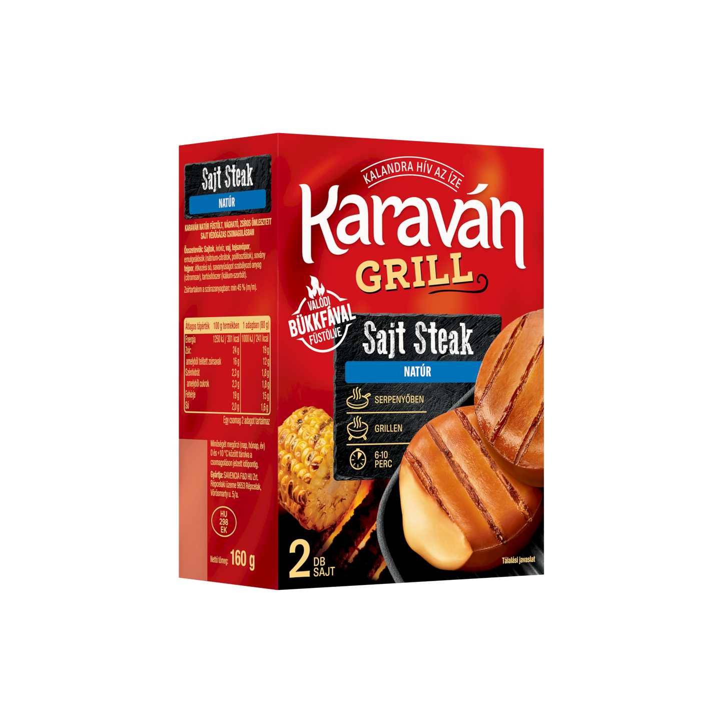 Karaván Grill Sajt Steak natúr füstölt zsíros ömlesztett sajt 2 db 160 g