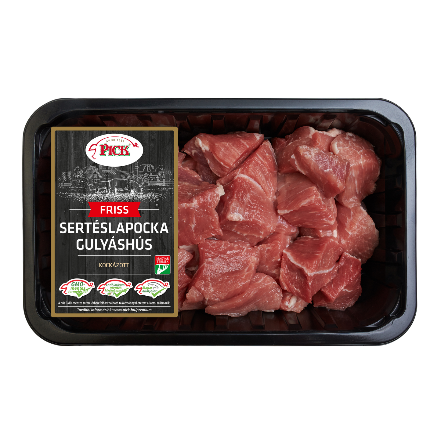 PICK friss kockázott sertéslapocka gulyáshús 600 g