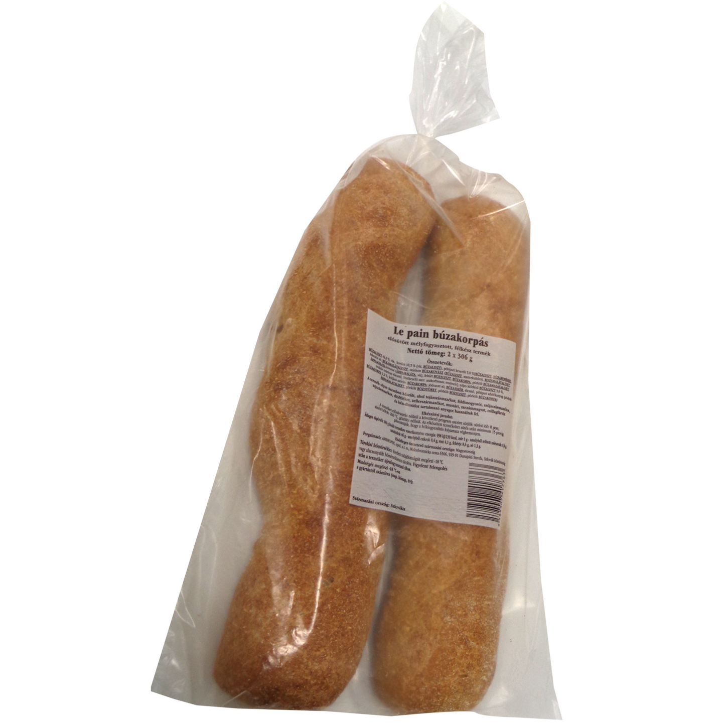 Le pain búzakorpás, elősütött mélyfagyasztott, félkész termék 2 db 600 g
