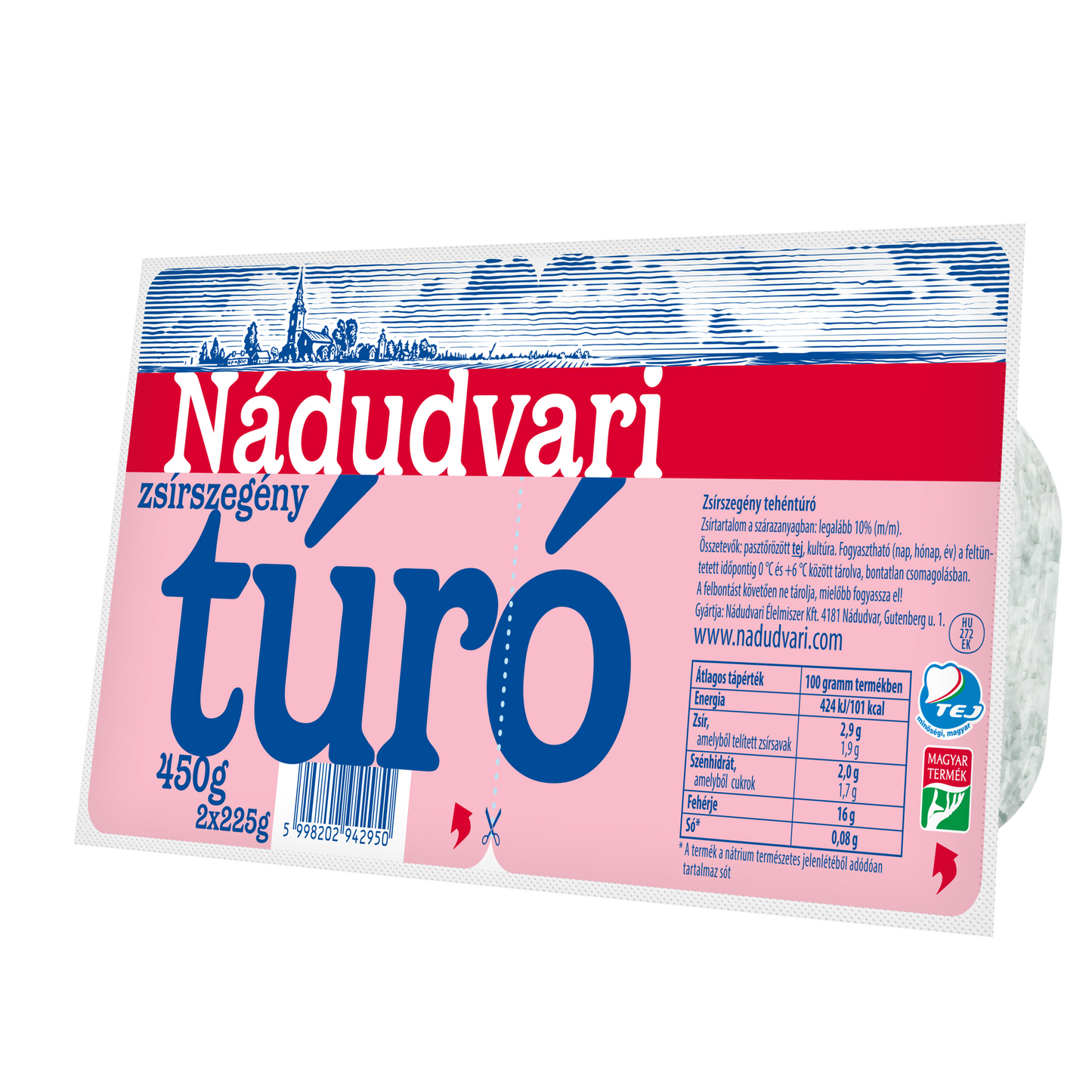 Nádudvari zsírszegény túró 2 x 225 g