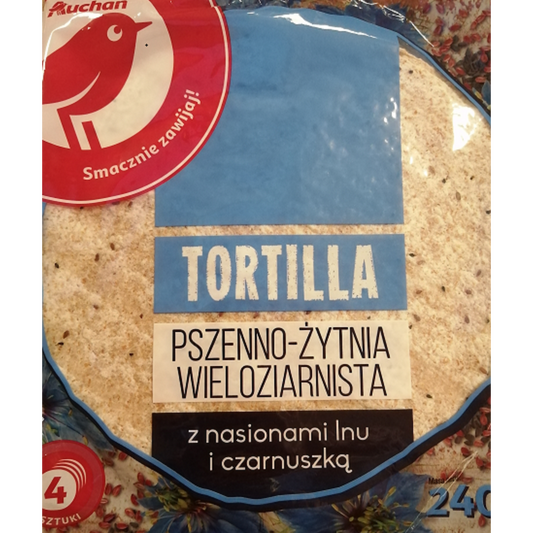 Auchan Kedvenc Tortilla lapok búzalisztből 240 g A csomagolás 4 db tortilla lapot tartalmaz