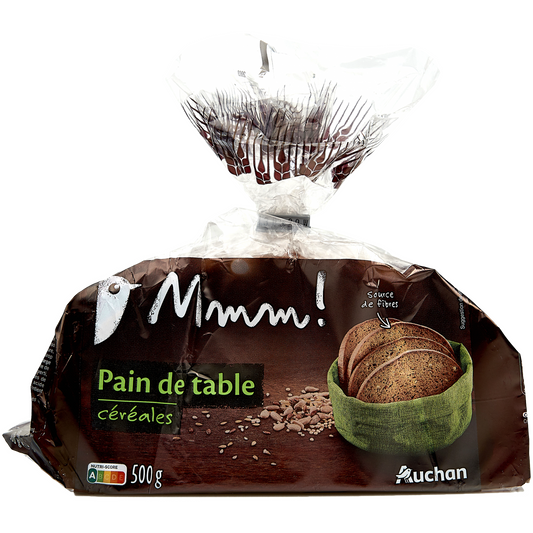 Auchan Collection Pain de table Tartós szeletelt 4 féle gabonás tartós kenyér 500 g