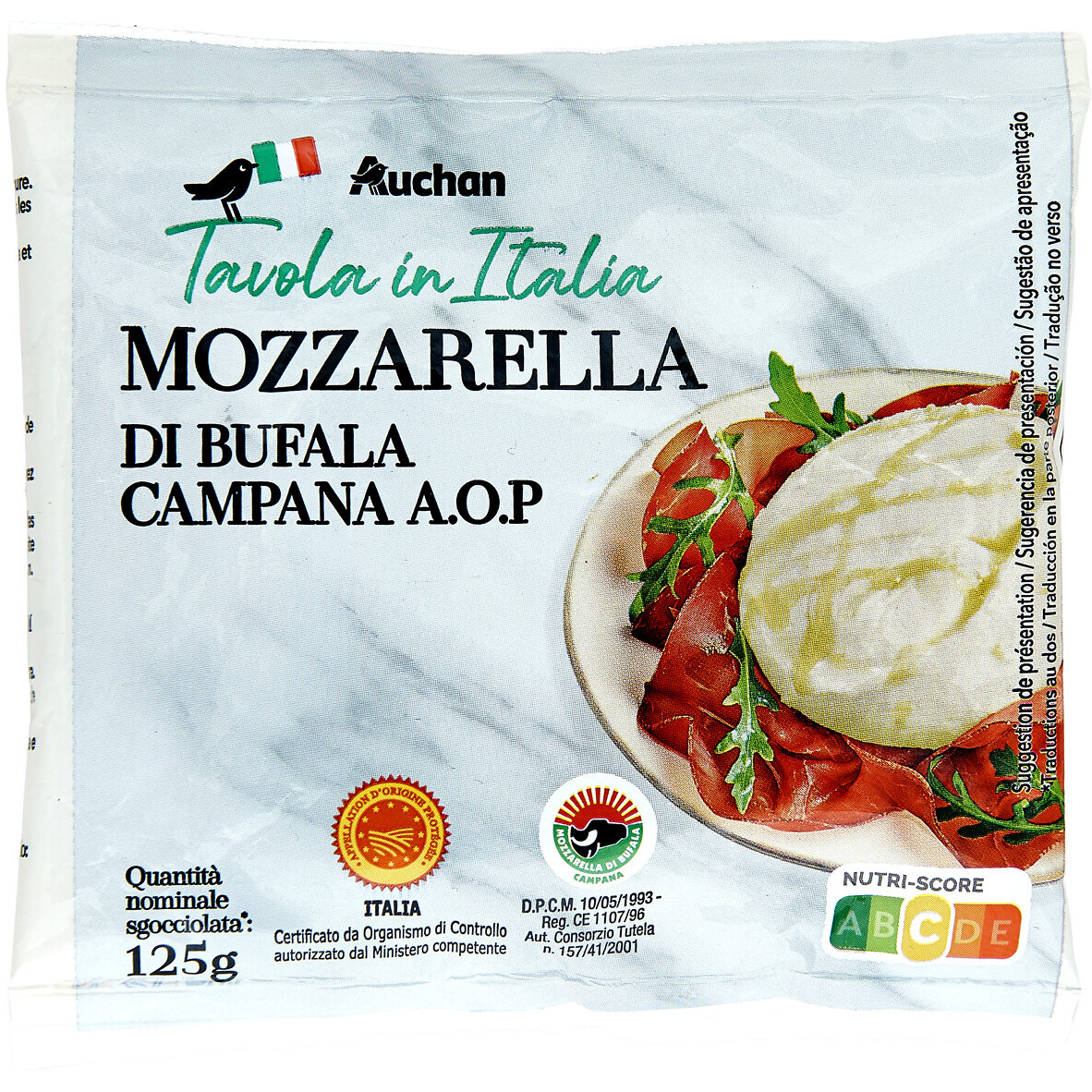 Auchan Collection Gourmet Mozzarella Di Bufala OEM sajt 125 g