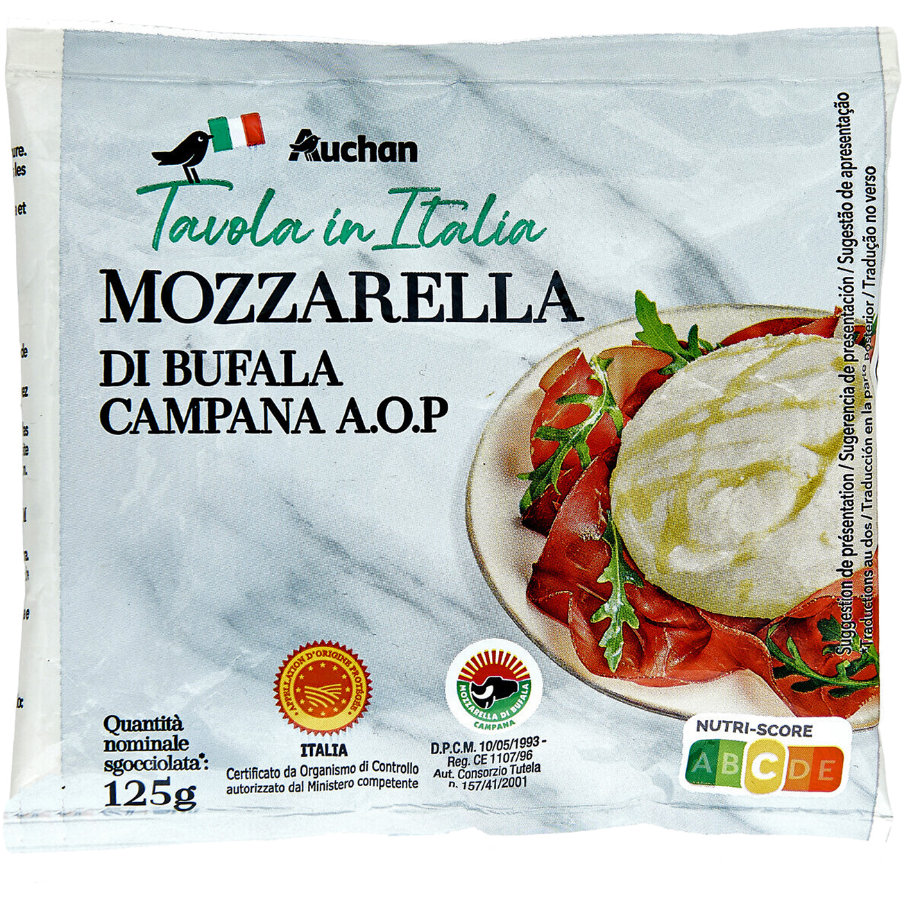 Auchan Collection Gourmet Mozzarella Di Bufala OEM sajt 125 g