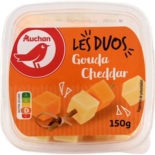 Auchan Kedvenc kockára vágott gouda és cheddar sajt 150 g