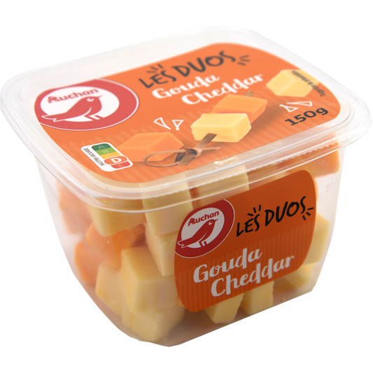 Auchan Kedvenc kockára vágott gouda és cheddar sajt 150 g
