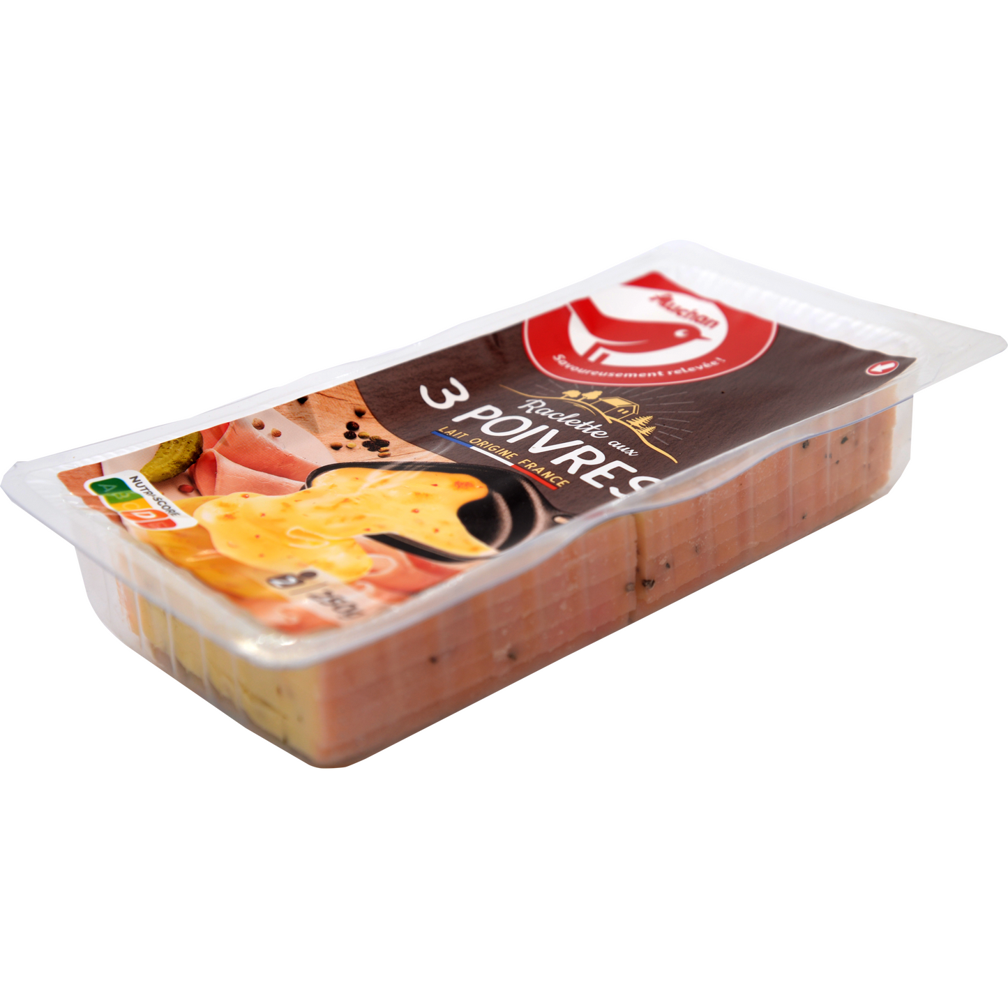 Auchan Kedvenc Raclette sajt pasztőrözött tejből 3 féle borssal, szeletelt 250 g