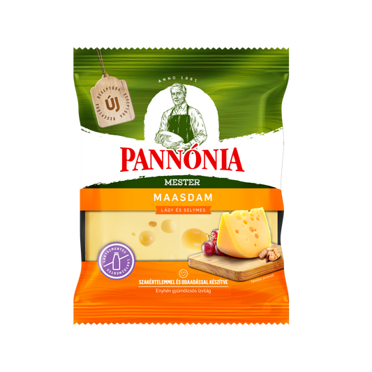 Pannónia Mester Maasdam darabolt, zsíros, félkemény, erjedési lyukas sajt 200 g
