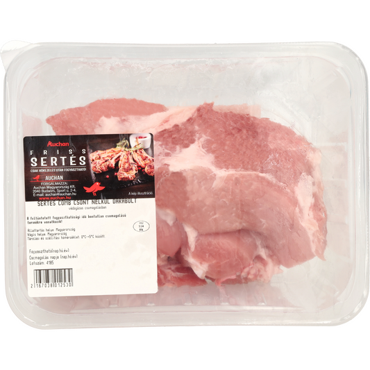 Auchan Kedvenc sertéscomb, csont nélkül, darabolt, védőgázas csomagolásban