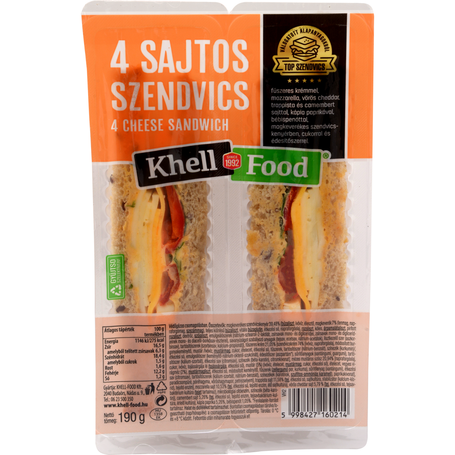 4 sajtos szendvics 170 g
