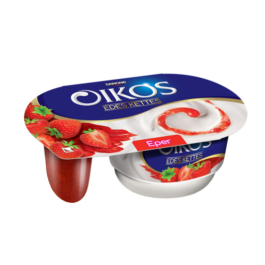 Danone Oikos Édes Kettes élőflórás édesített joghurt eperszósszal 118 g