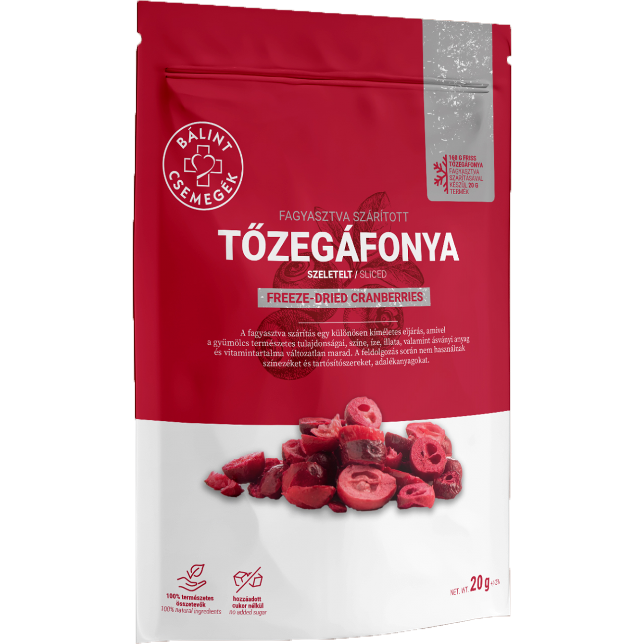 Fagyasztva szárított tőzegáfonya szeletelt 20 g